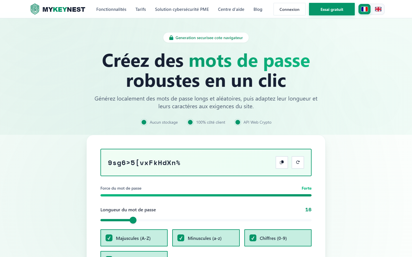 MYKEYNEST secure password generator