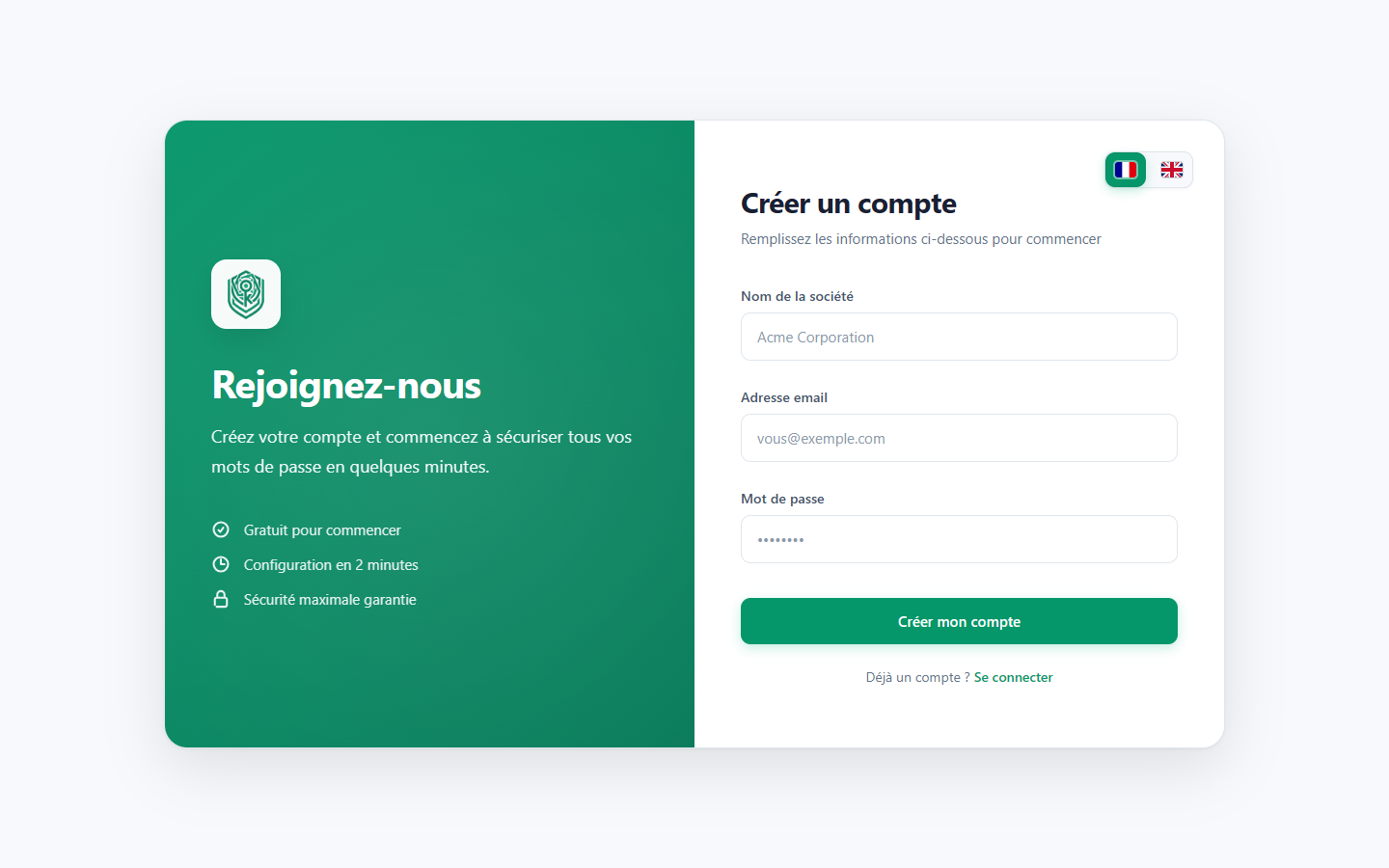MYKEYNEST account creation form